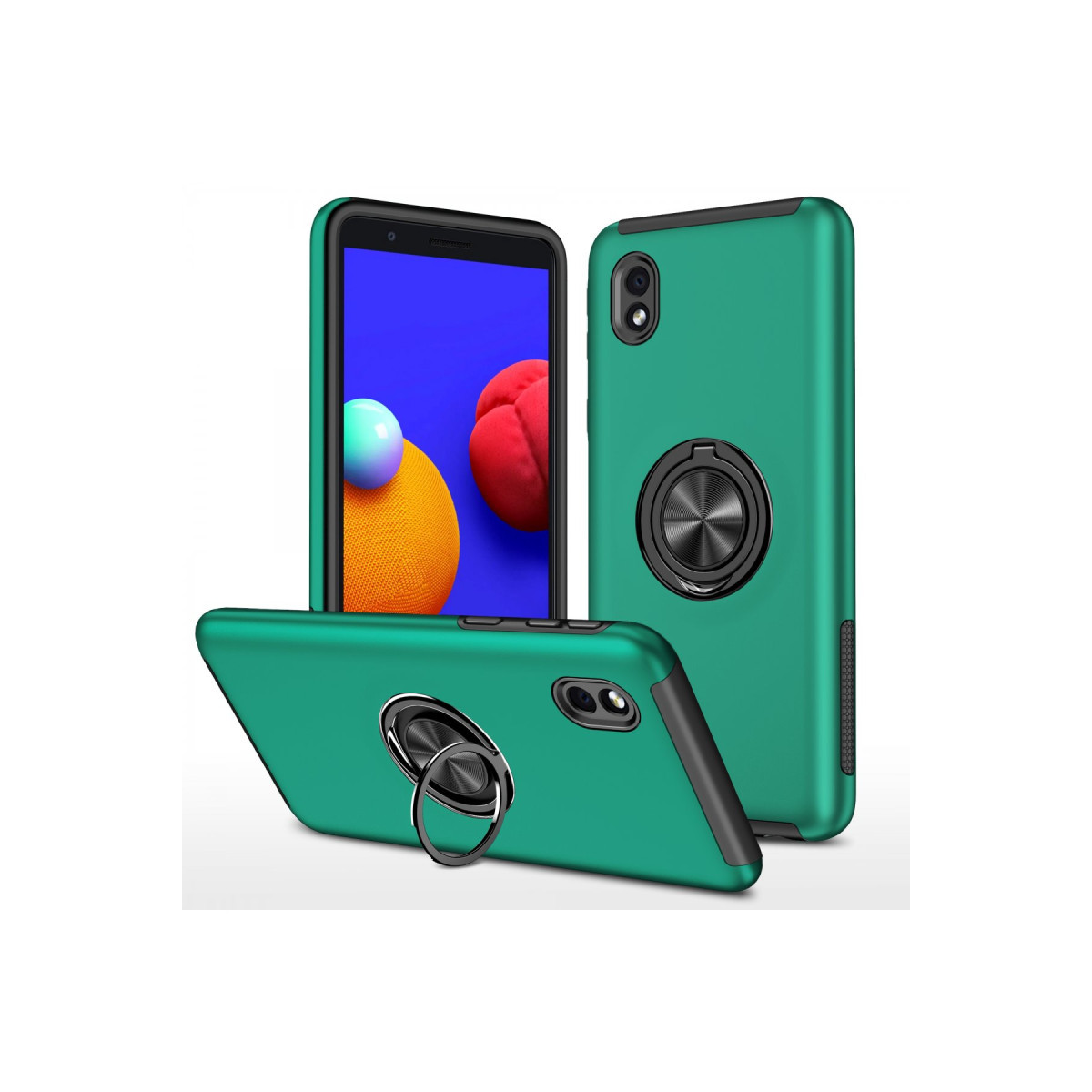 Galaxy A01 Core Kılıf Elit Yüzüklü Kapak - Yeşil