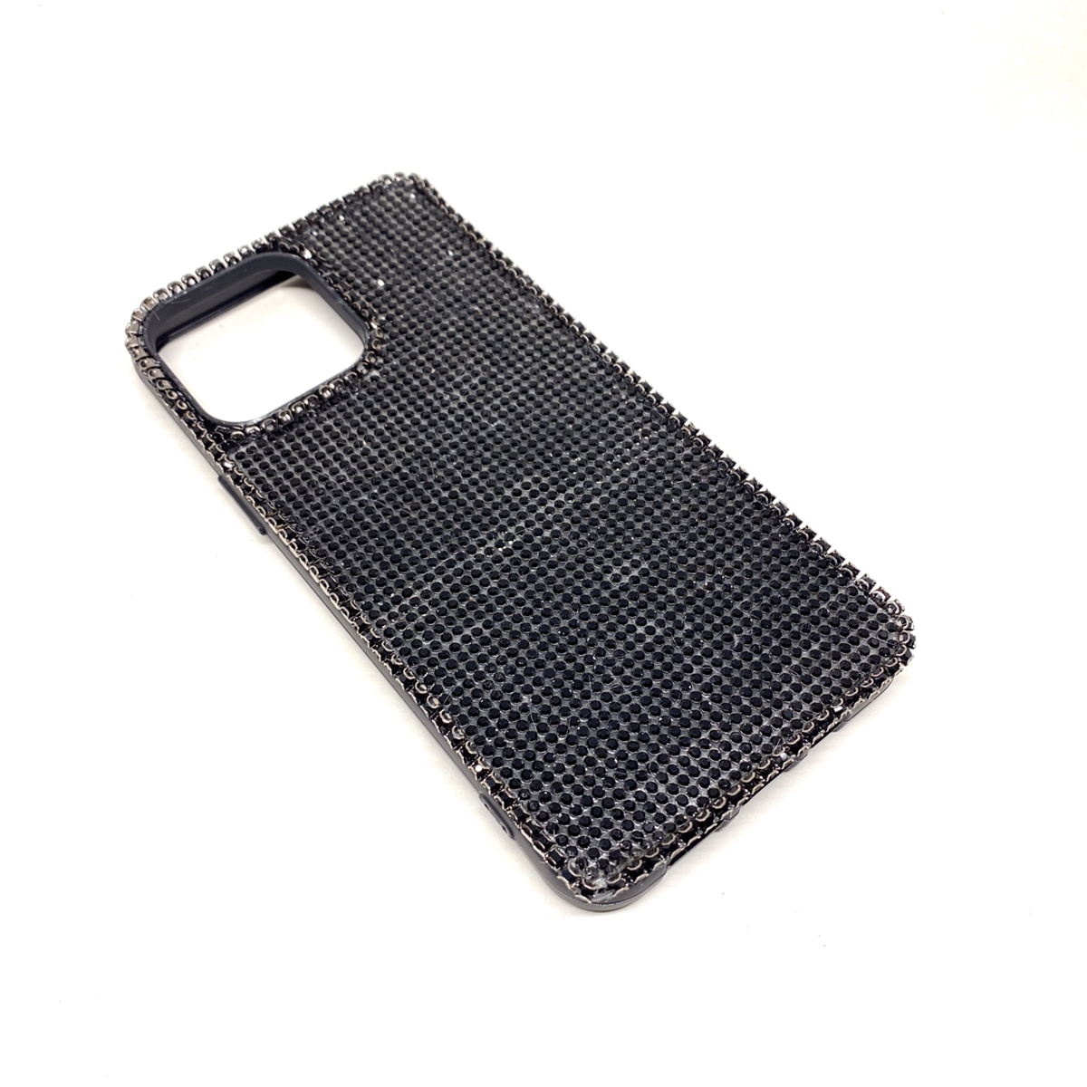 iPhone 13 6.1" Uyumlu Kristal Taşlı Siyah Telefon Kılıfı Siyah Taşlı