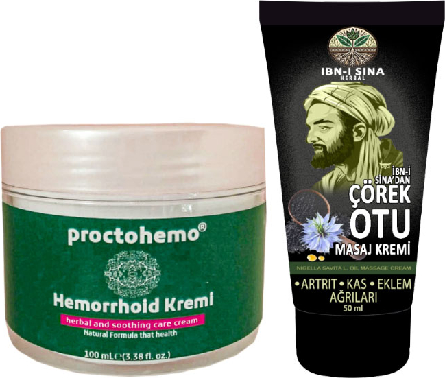 Proctohemo 100 ml Hemor.roidin Kremi + Ibn-I Sina Çörek Otu Kremi 50 ml Sırt Bel Kas Diz Iskelet Agrilarina Teskin Edici Masaj Kremi