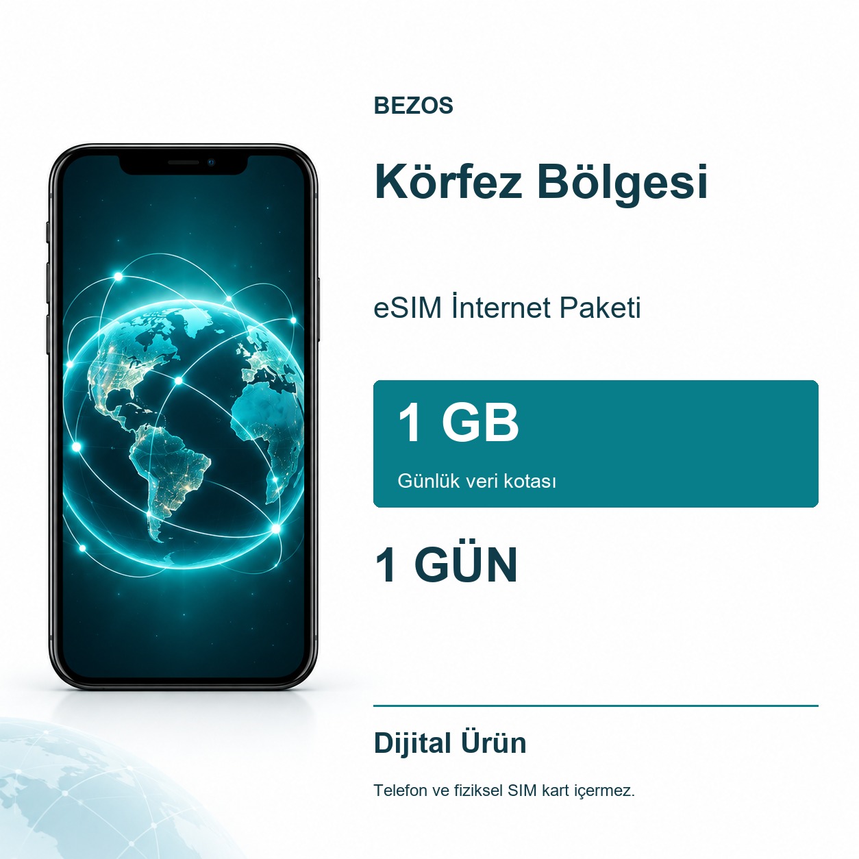 Körfez Bölgesi eSIM İnternet Paketi Günlük 1 GB 1 Gün