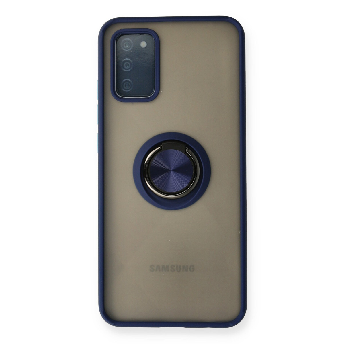 Galaxy A02S Kılıf Montreal Yüzüklü Silikon Kapak - Lacivert