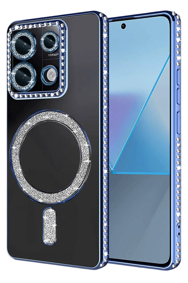 Xiaomi Redmi Note 13 Pro 4G Uyumlu Joke Simli Magneticsafe Kılıf - Mavi