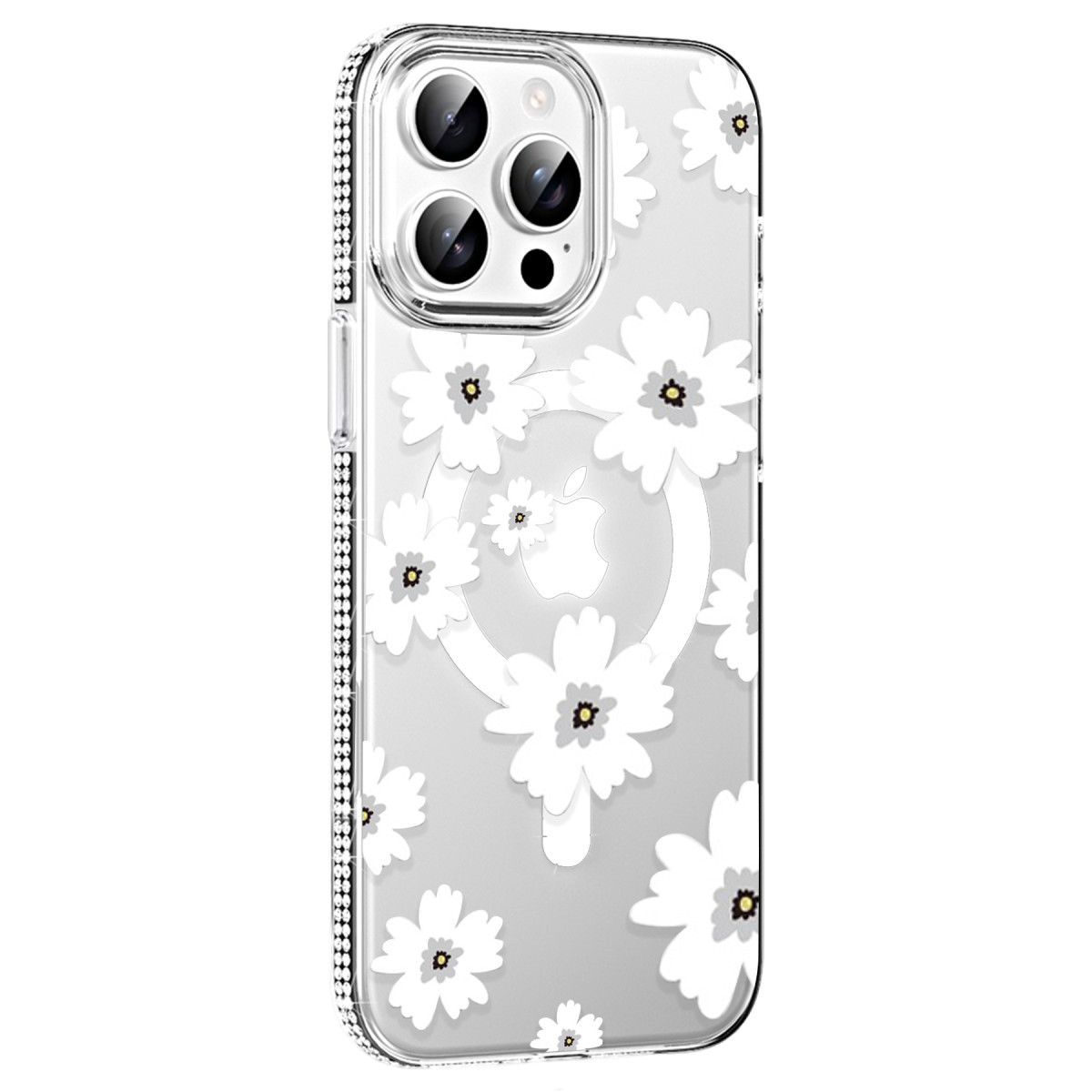iPhone 15 Pro Floral Magsafe Kapak - Beyaz