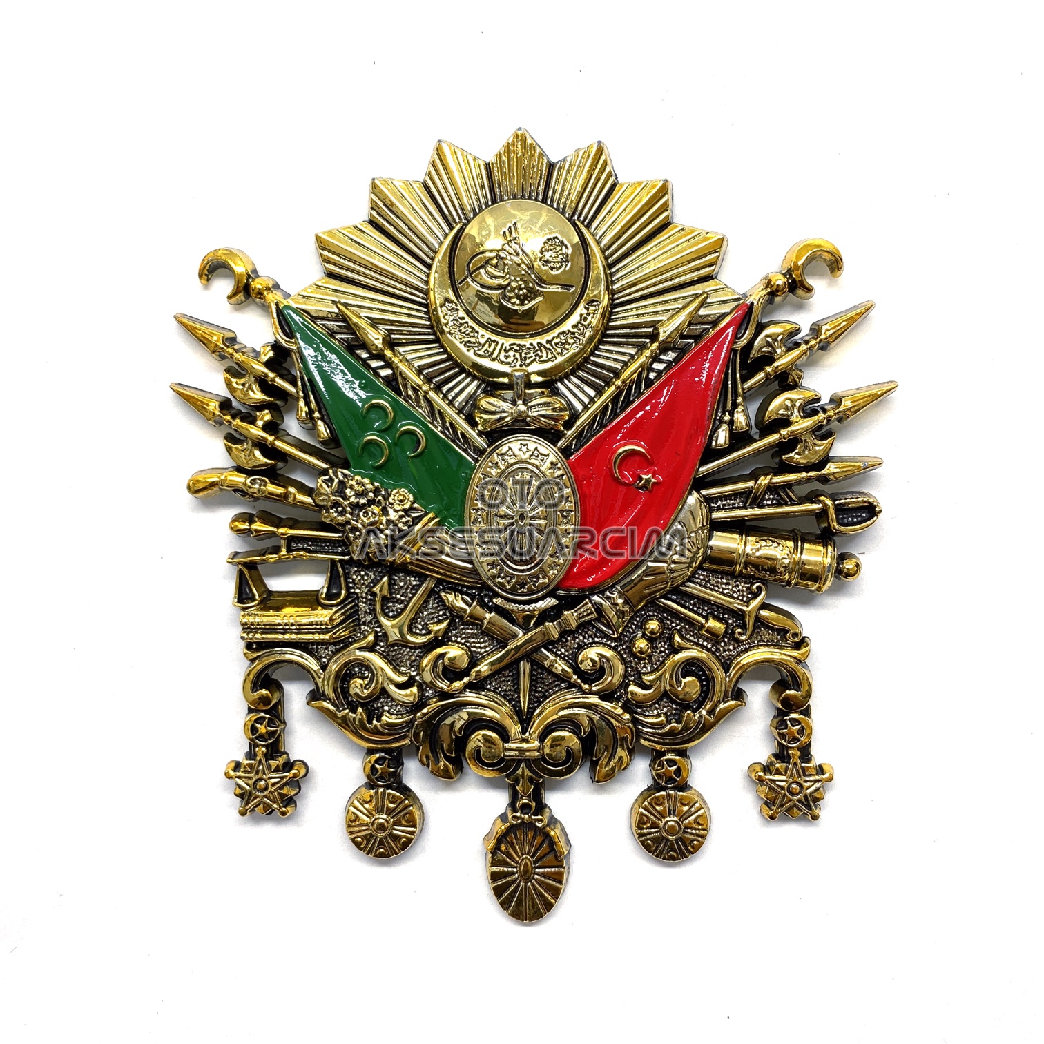 LG-NKT506 - Osmanlı Devlet Arması Kabartma Logo Vidalı Büyük 12x11cm Gold