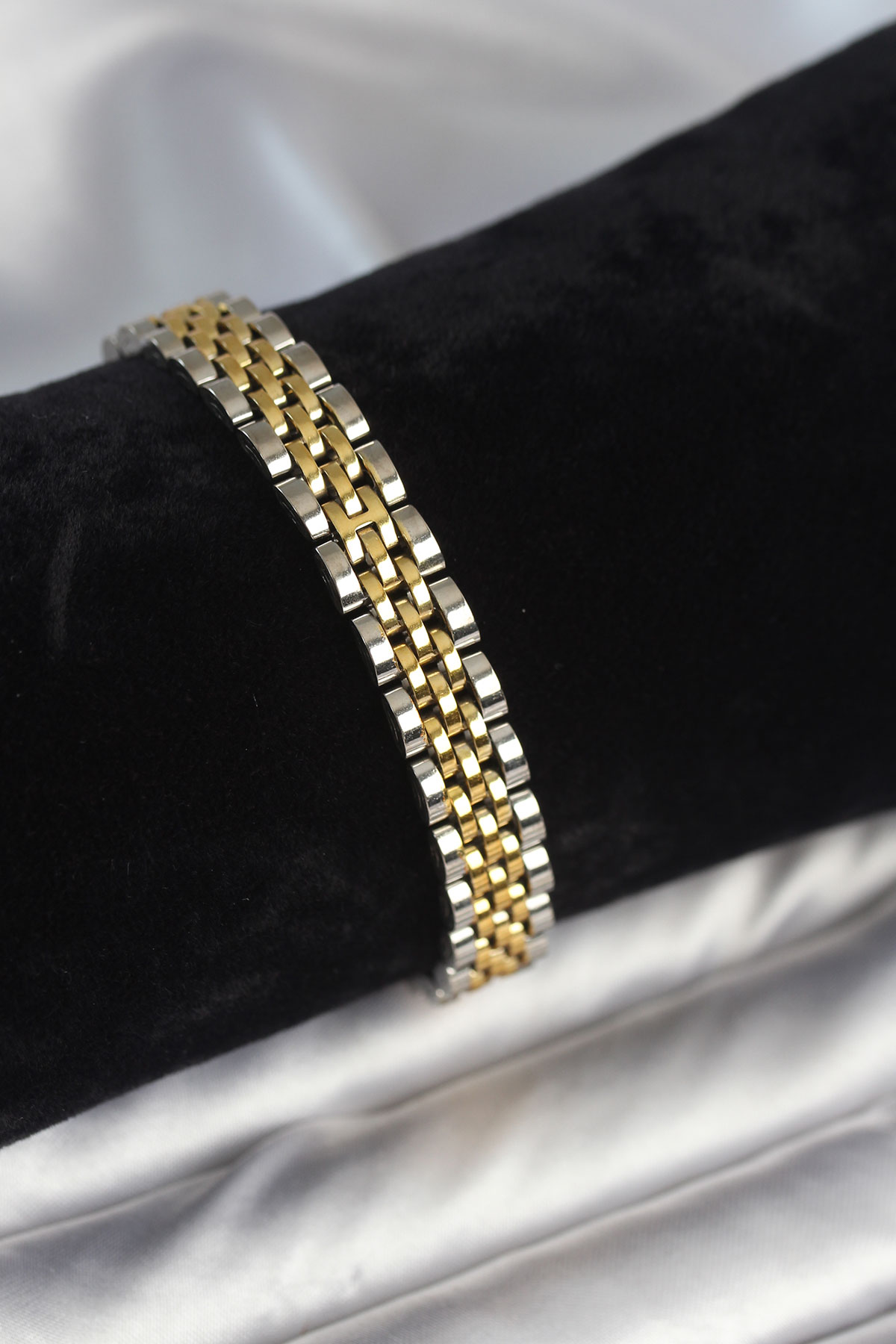 316L Çelik 9 mm Kalınlıkta Gold ve Gümüş Renkli Erkek Bileklik