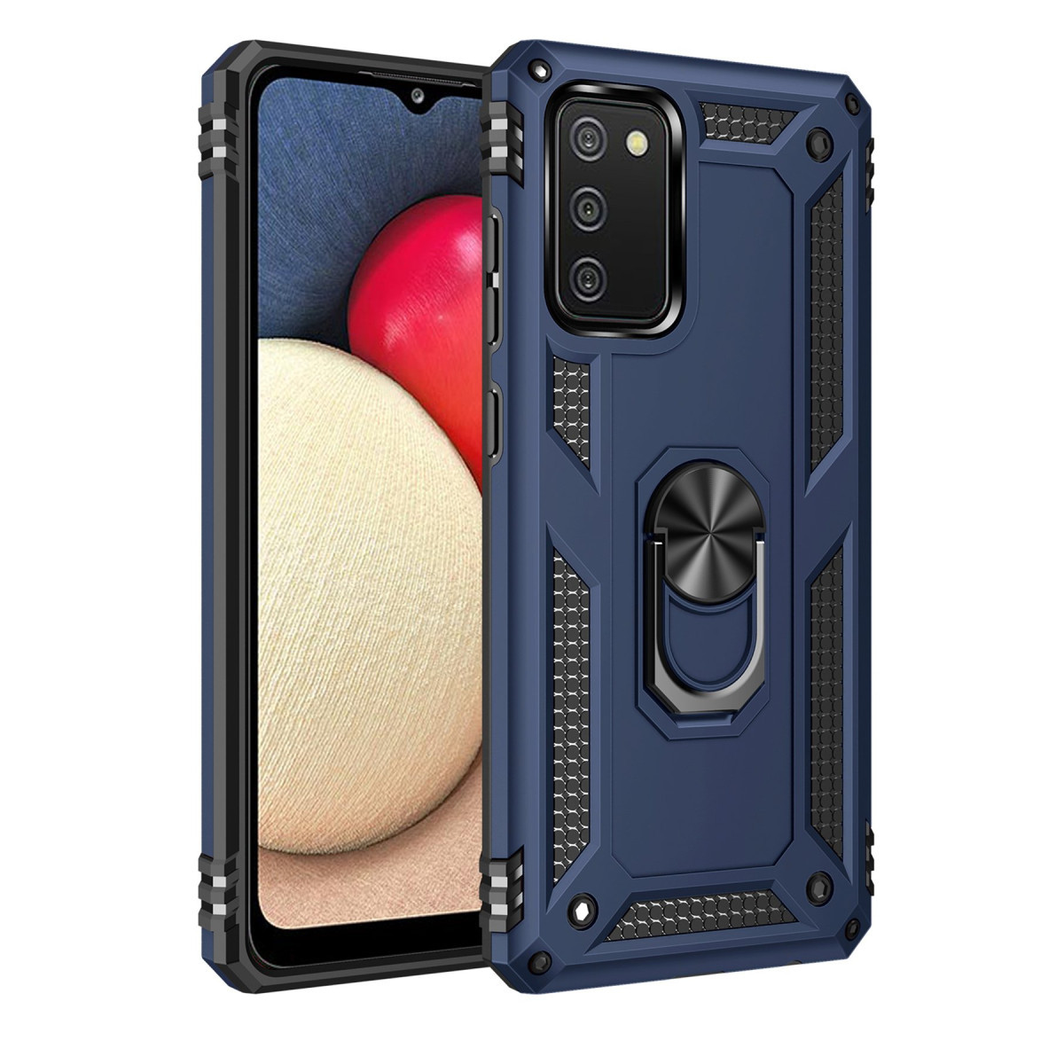 Galaxy A02S Kılıf Sofya Yüzüklü Silikon Kapak - Lacivert