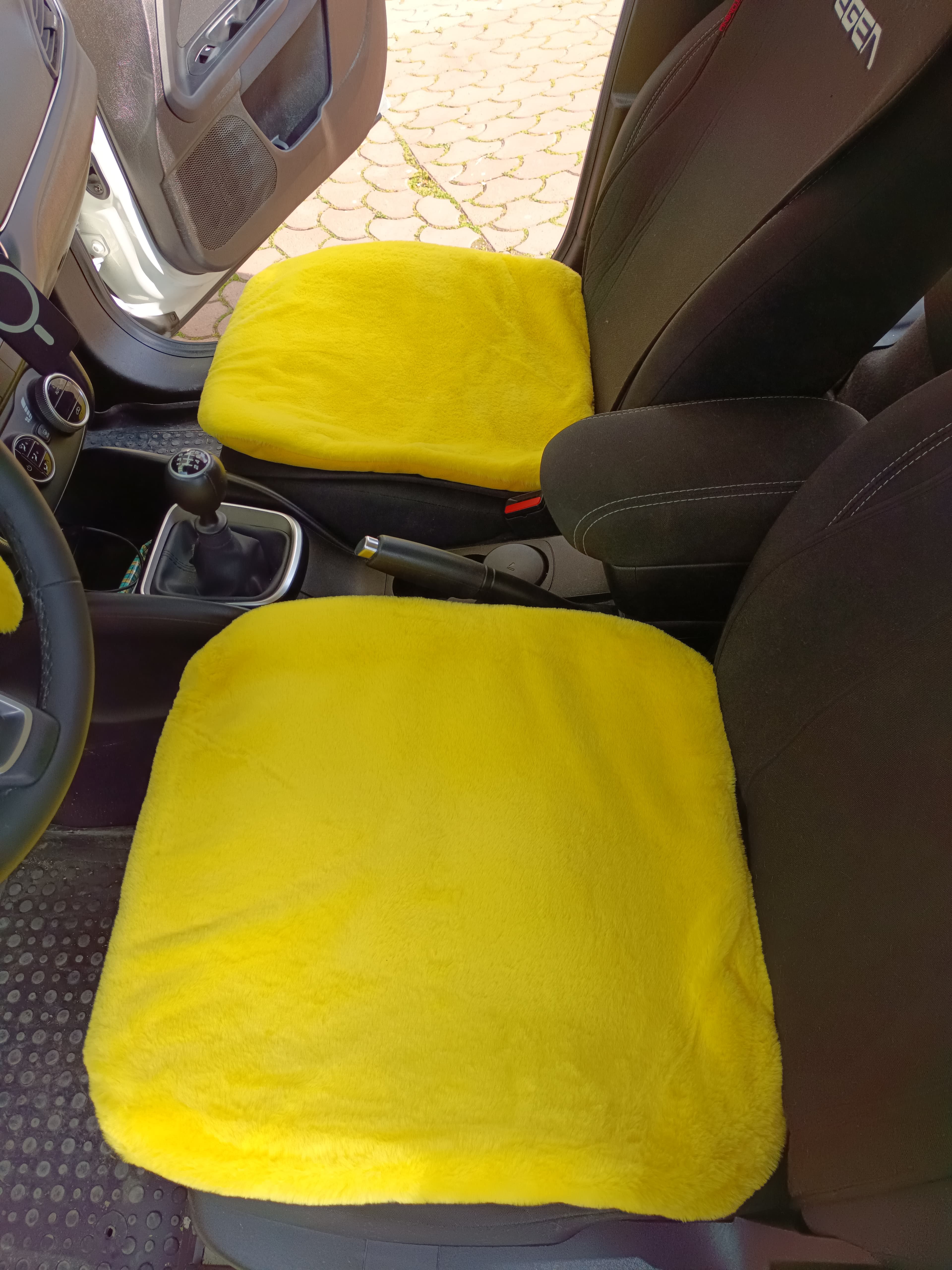 Yumuşak Tüylü Peluş Serme Oto Koltuk Koruyucu Minder Kılıf Ön 2&amp;#39li Sarı