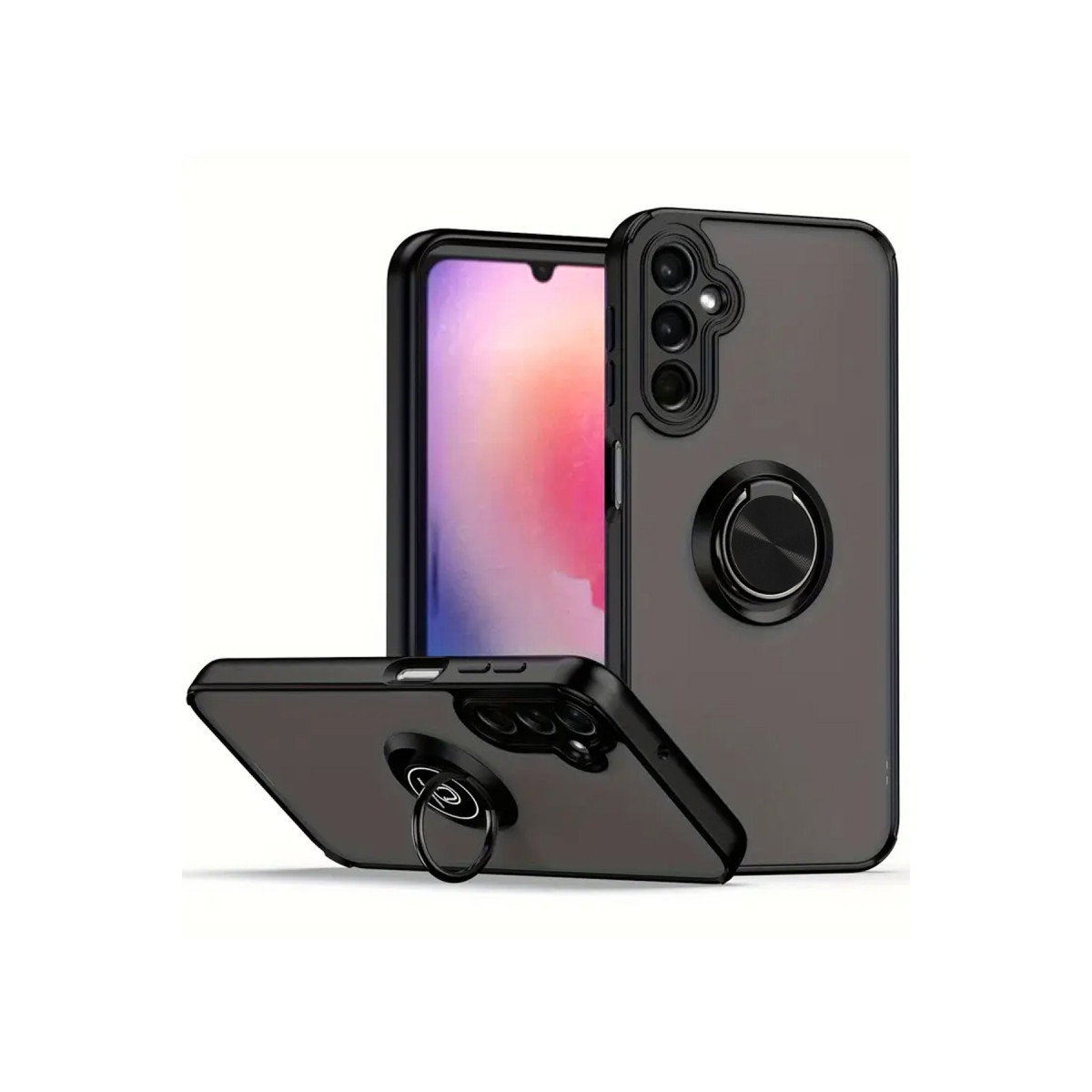Galaxy A56 Kılıf Montreal Yüzüklü Silikon Kapak - Siyah