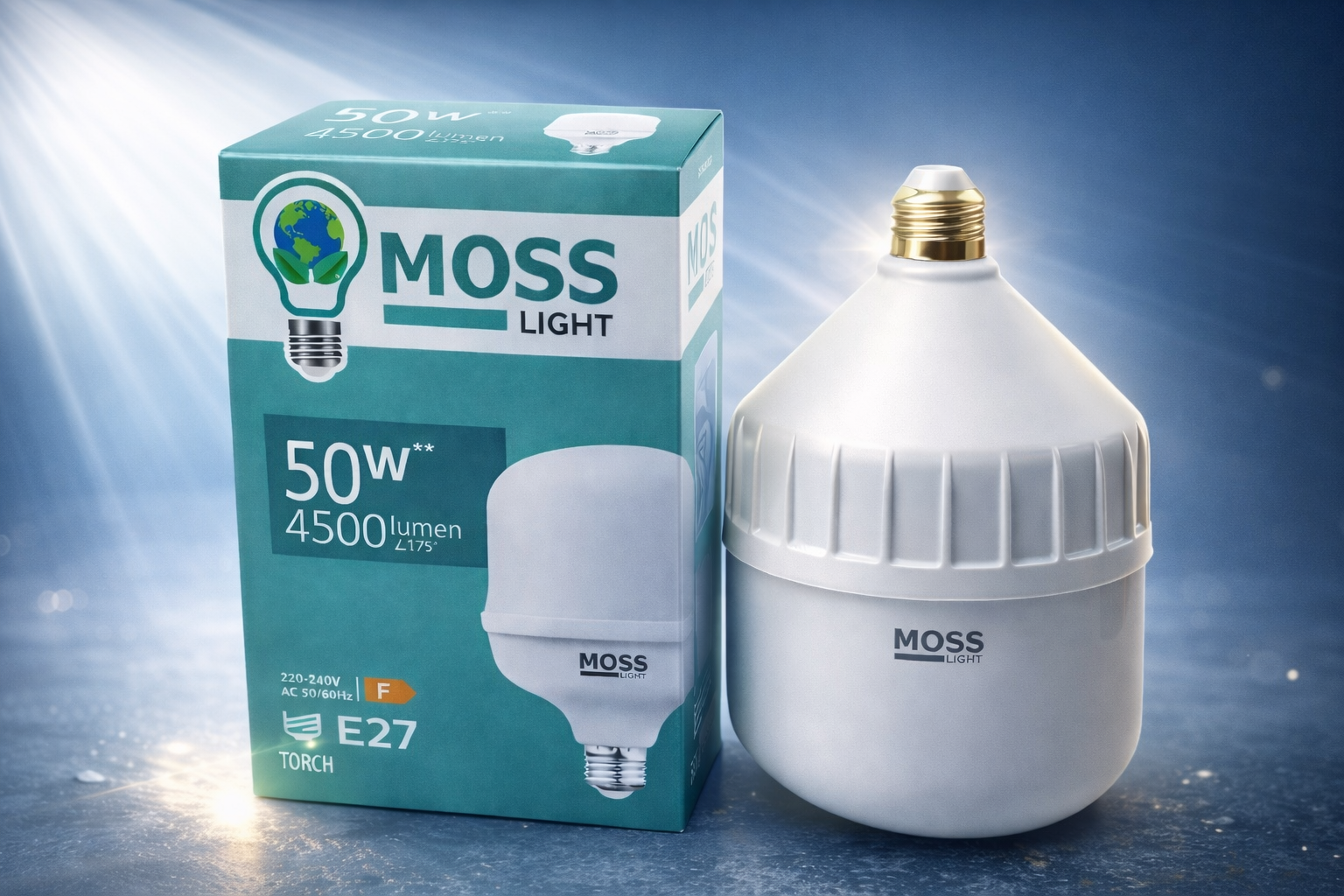 MOSS Light 50W LED Ampul E27 Duy 4500 Lumen Yüksek Işık Gücü Enerji Tasarruflu Beyaz Işık