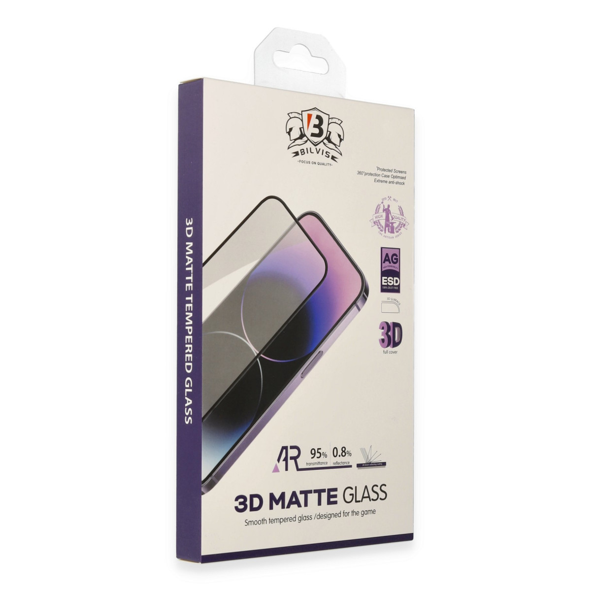 iPhone 15 Bilvis 3D Mat Cam Ekran Koruyucu