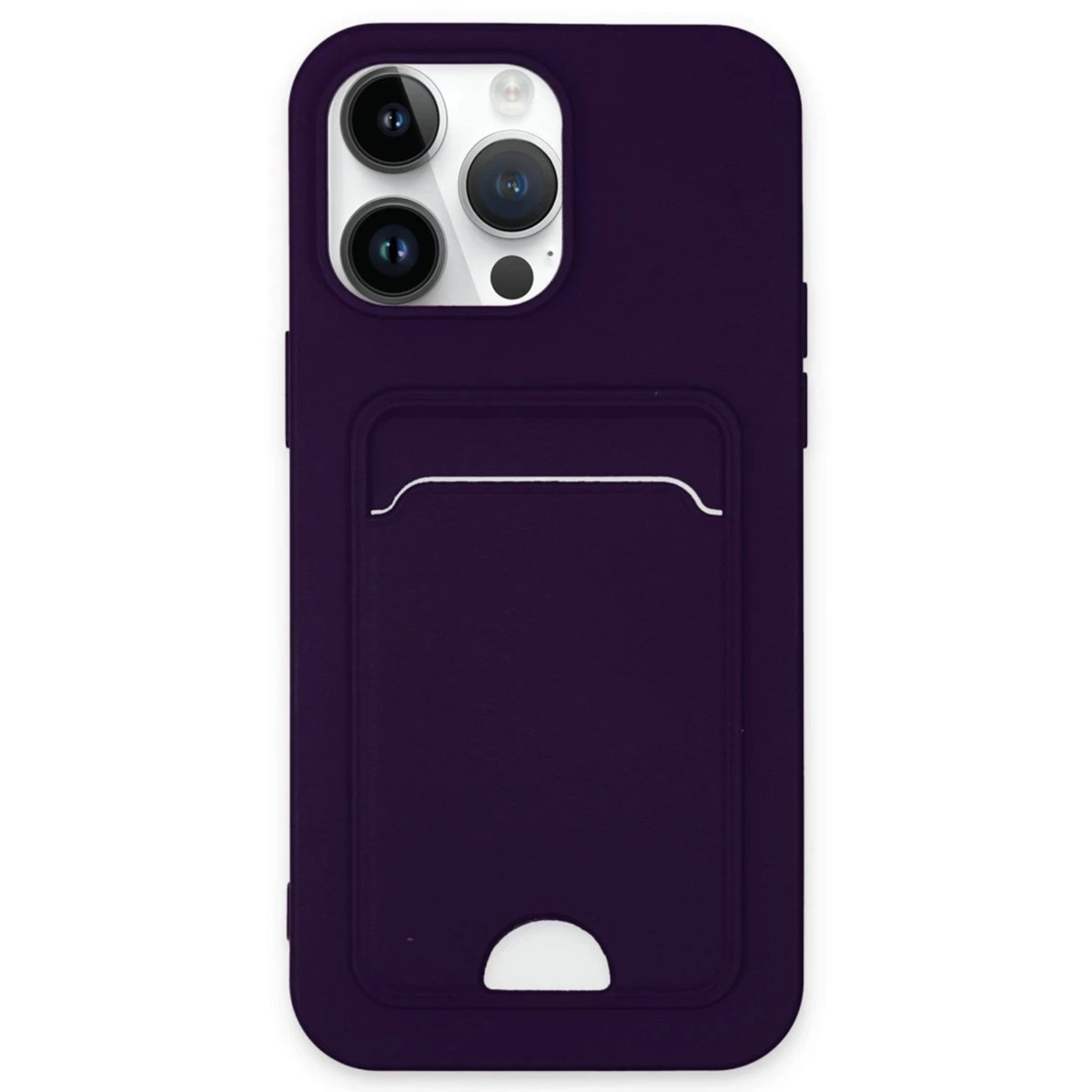 iPhone 14 Pro Kılıf Kelvin Kartvizitli Silikon - Derin Mor
