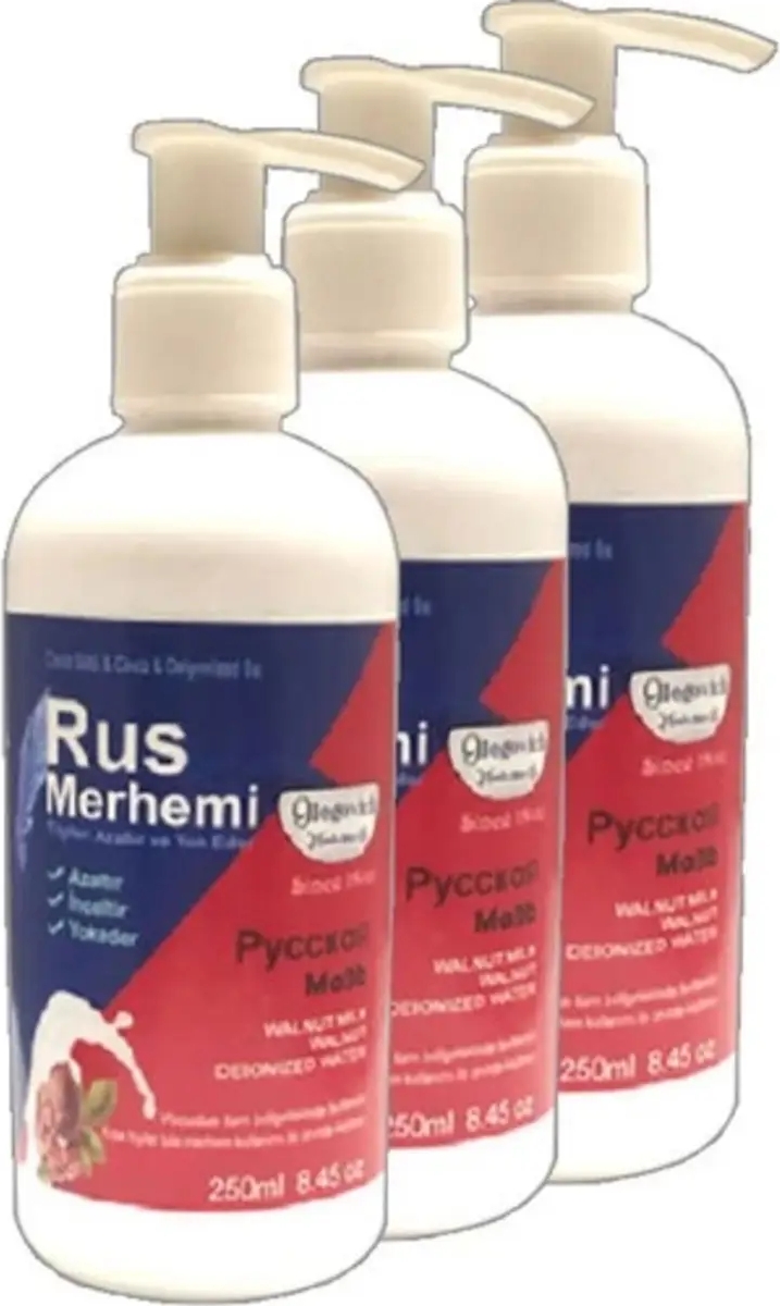 Tüylere Krem 3 Adet 250 ml Ceviz Sütlü & Cevizli Russ Merhemi