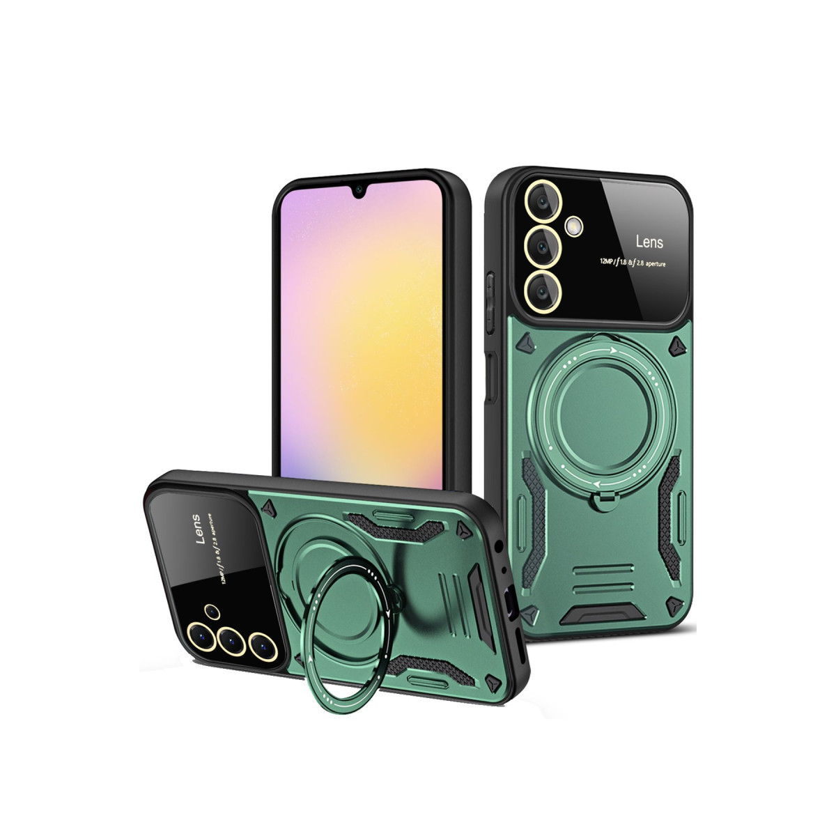 Galaxy A16 5G Kılıf Joy Lens Standlı Kapak - Koyu Yeşil