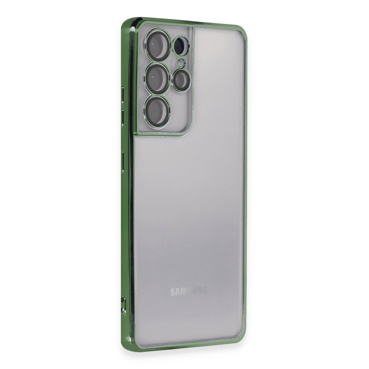 Galaxy S21 Ultra Kılıf Razer Lensli Silikon - Yeşil