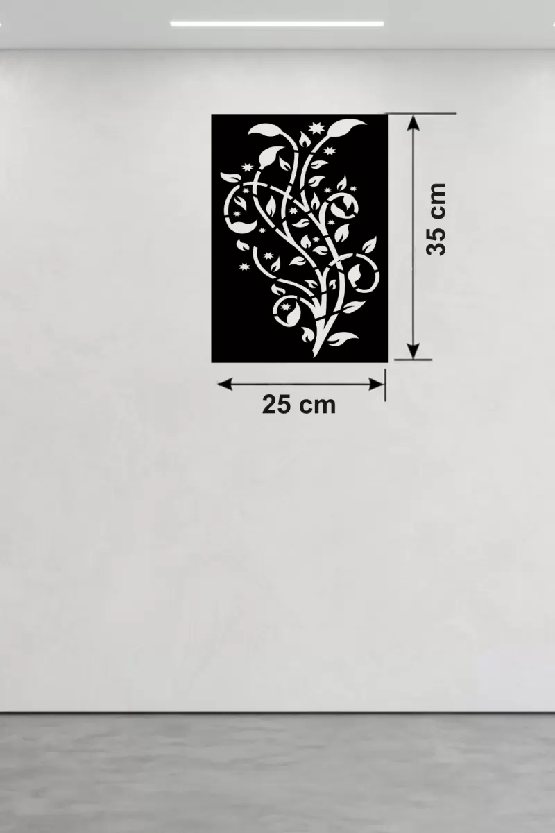 Sarmaşık Dalı Tasarım Ahşap Duvar Tablosu - 25x35 cm Lazer Kesim Dekoratif Pano