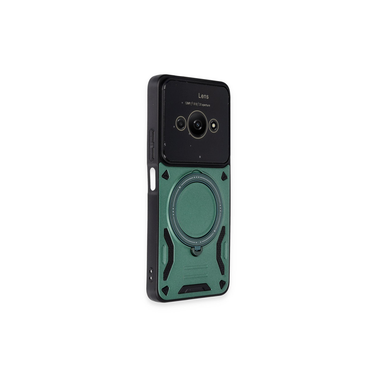 Poco C61 Kılıf Joy Lens Standlı Kapak - Koyu Yeşil — görsel 2