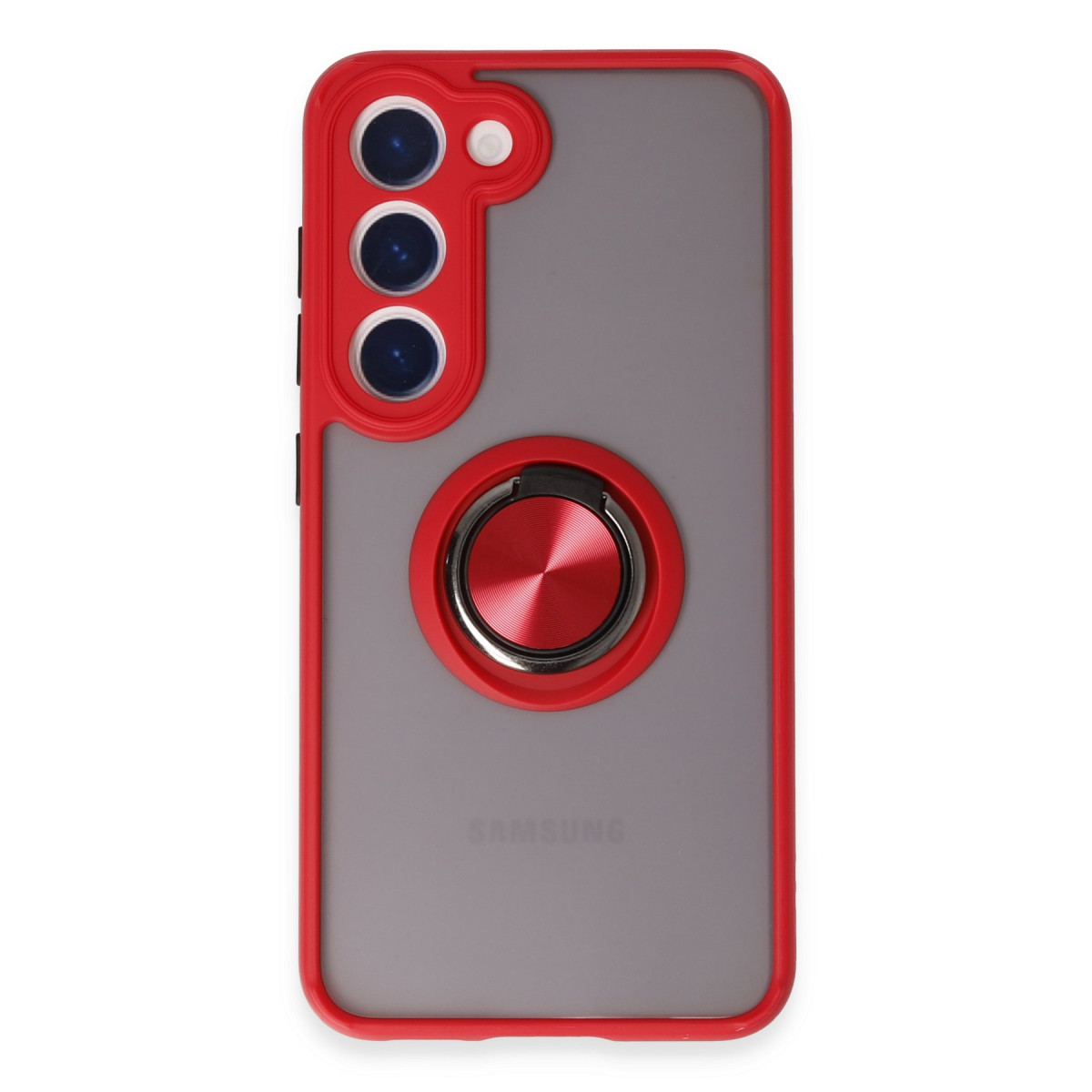 Galaxy S23 Kılıf Montreal Yüzüklü Silikon Kapak - Kırmızı