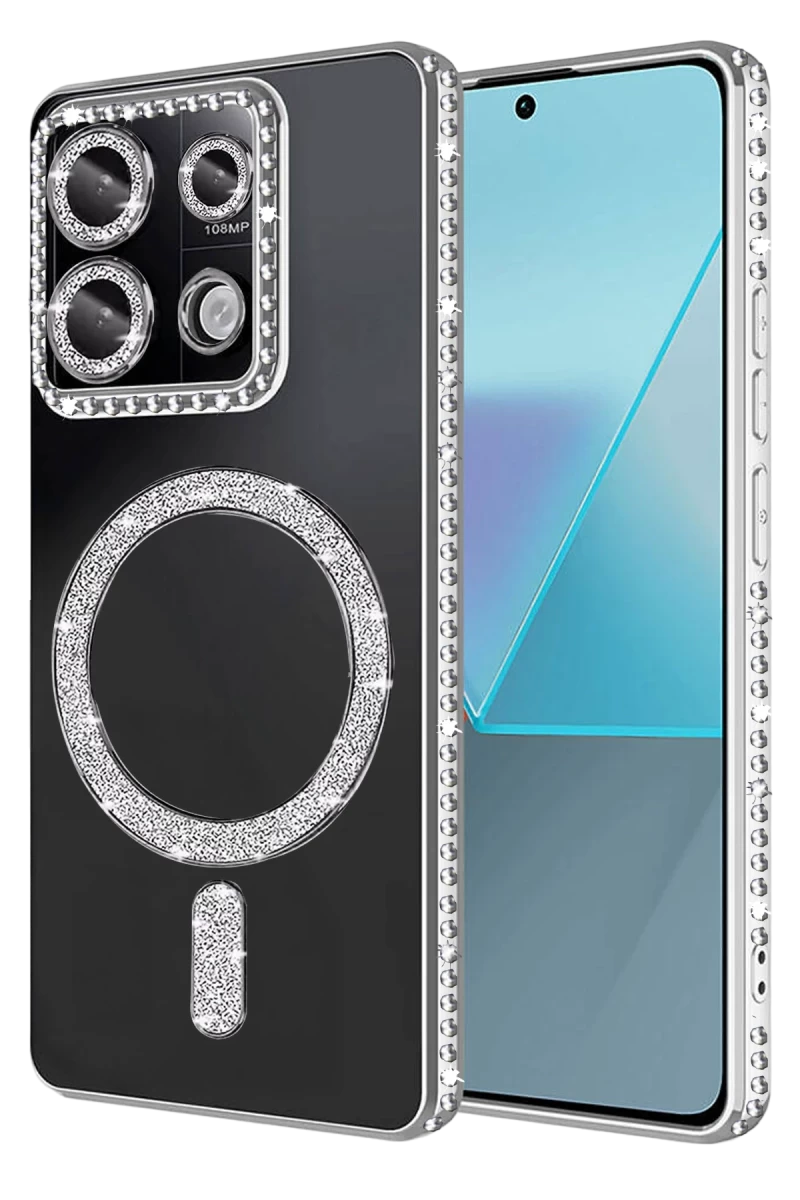 Xiaomi Redmi Note 13 Pro 4G Uyumlu Joke Simli Magneticsafe Kılıf - Gümüş