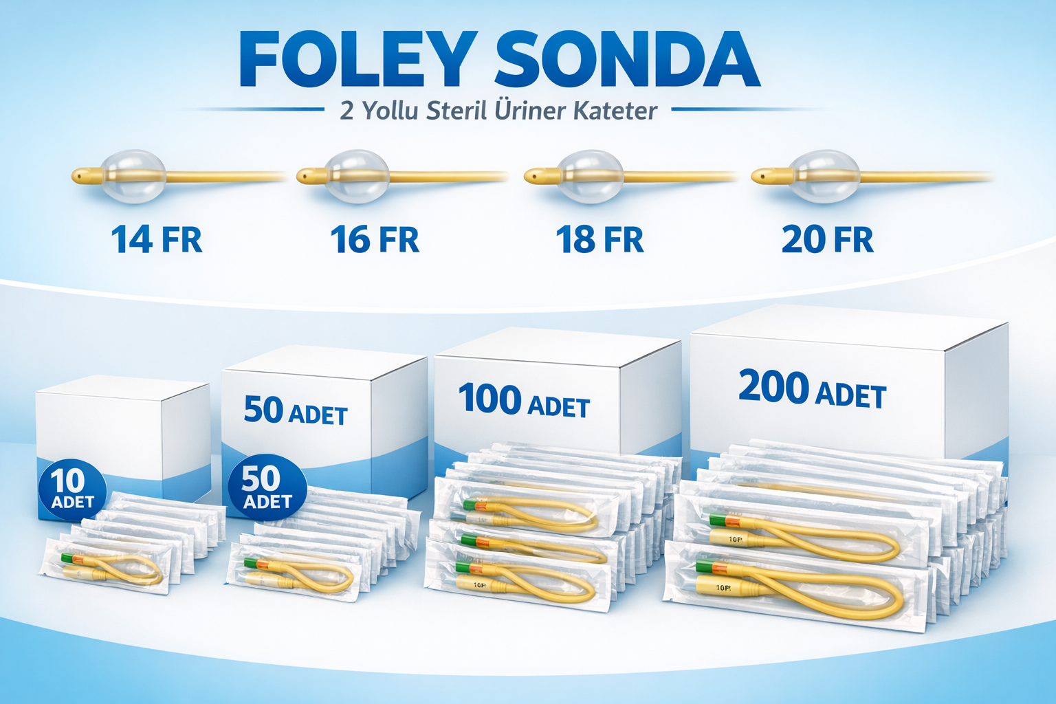 Foley Sonda 2 Yollu Steril Üriner Kateter