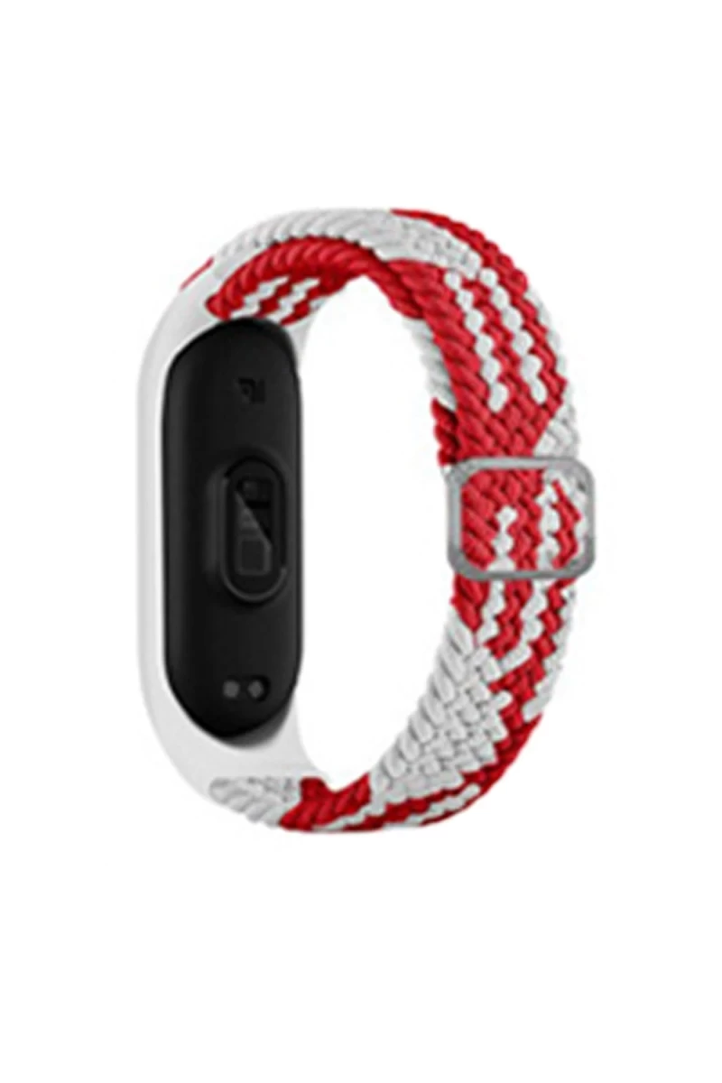 Xiaomi Mi Band 4 Uyumlu Star Kordon - Beyaz-Kırmızı