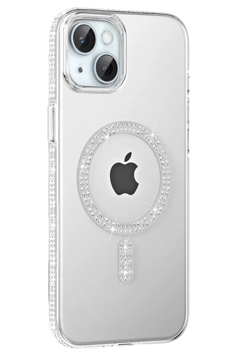 iPhone 14 Move Taşlı Magsafe Kapak - Natural Grey
