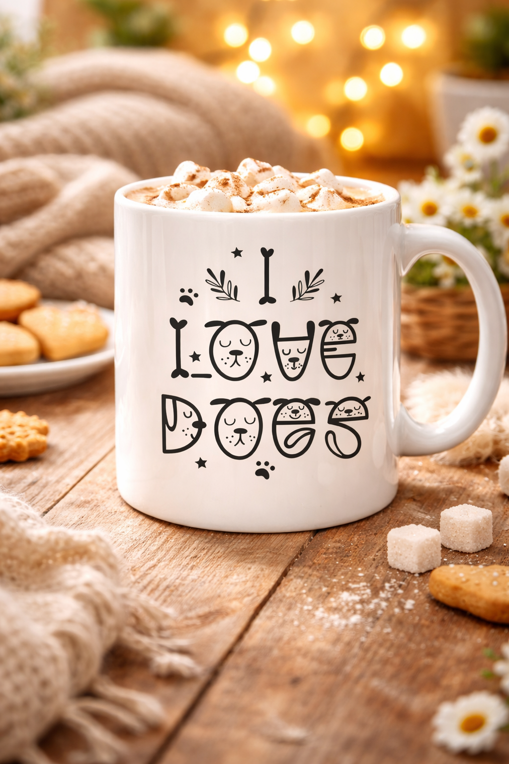 I Love Dogs Tasarımlı Porselen Kupa MODEL 64 – Sevimli Köpek Figürlü, Kahve &amp; Çay Kupası