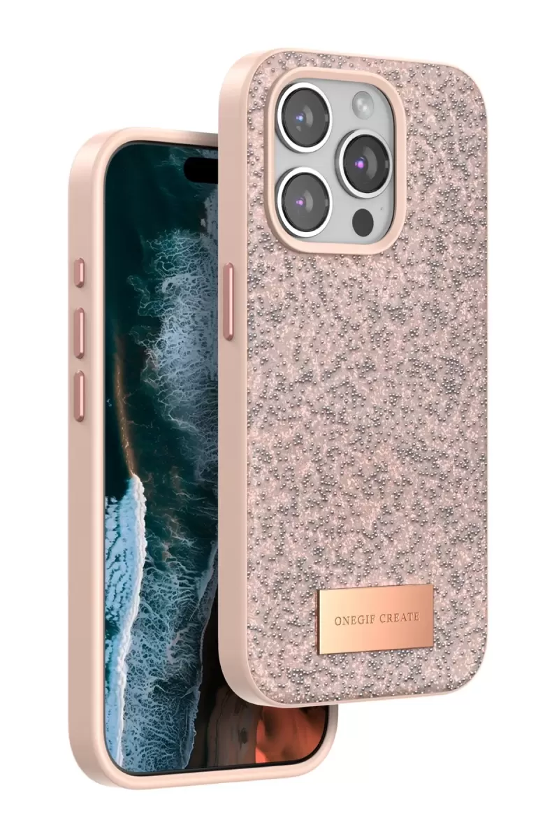 iPhone 14 Pro Max Bright Simli Kapak - Pembe