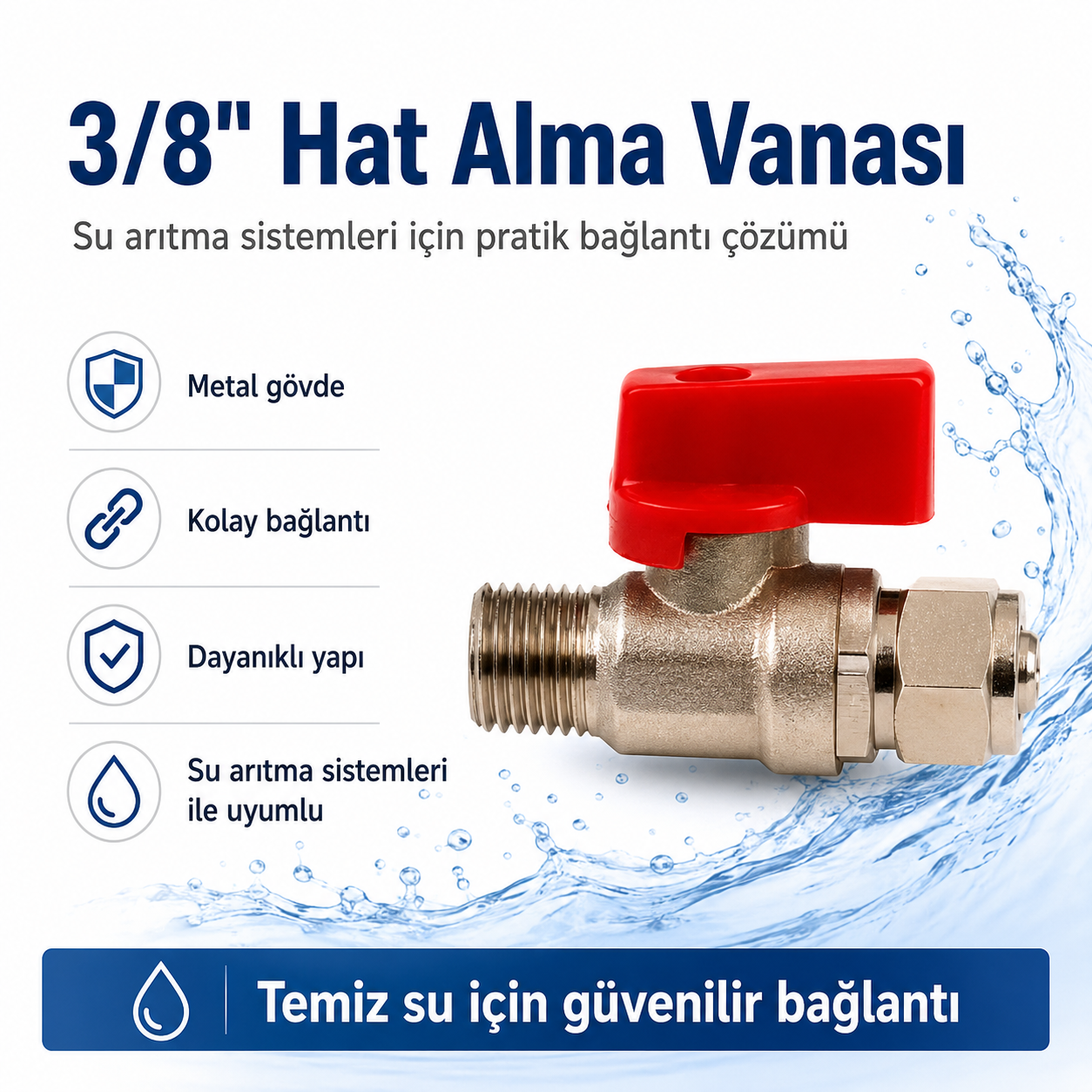 3/8 İnç Metal Su Arıtma Hat Alma Vanası 608506086