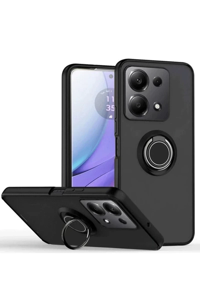 Xiaomi Redmi Note 13 Pro 5G Uyumlu Kılıf Montreal Yüzüklü Silikon Kapak - Siyah