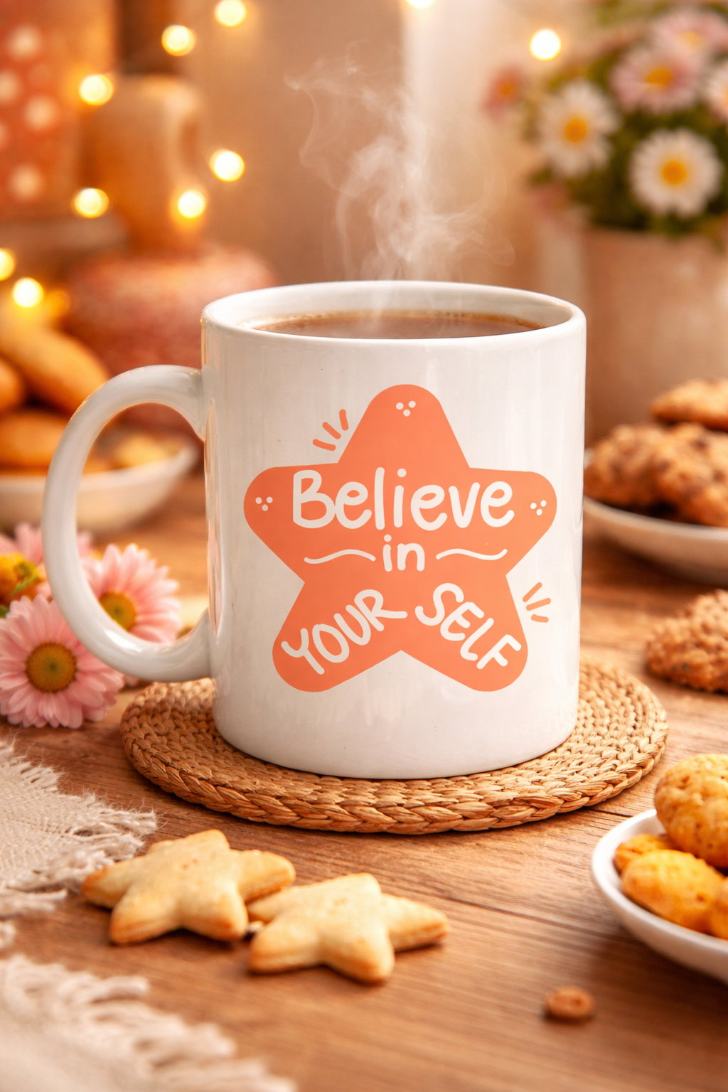 Believe in Yourself Porselen Kupa MODEL 127 – Motivasyon Mesajlı, Kahve &amp; Çay Kupası, Sevdiklerine Anlamlı Hediye