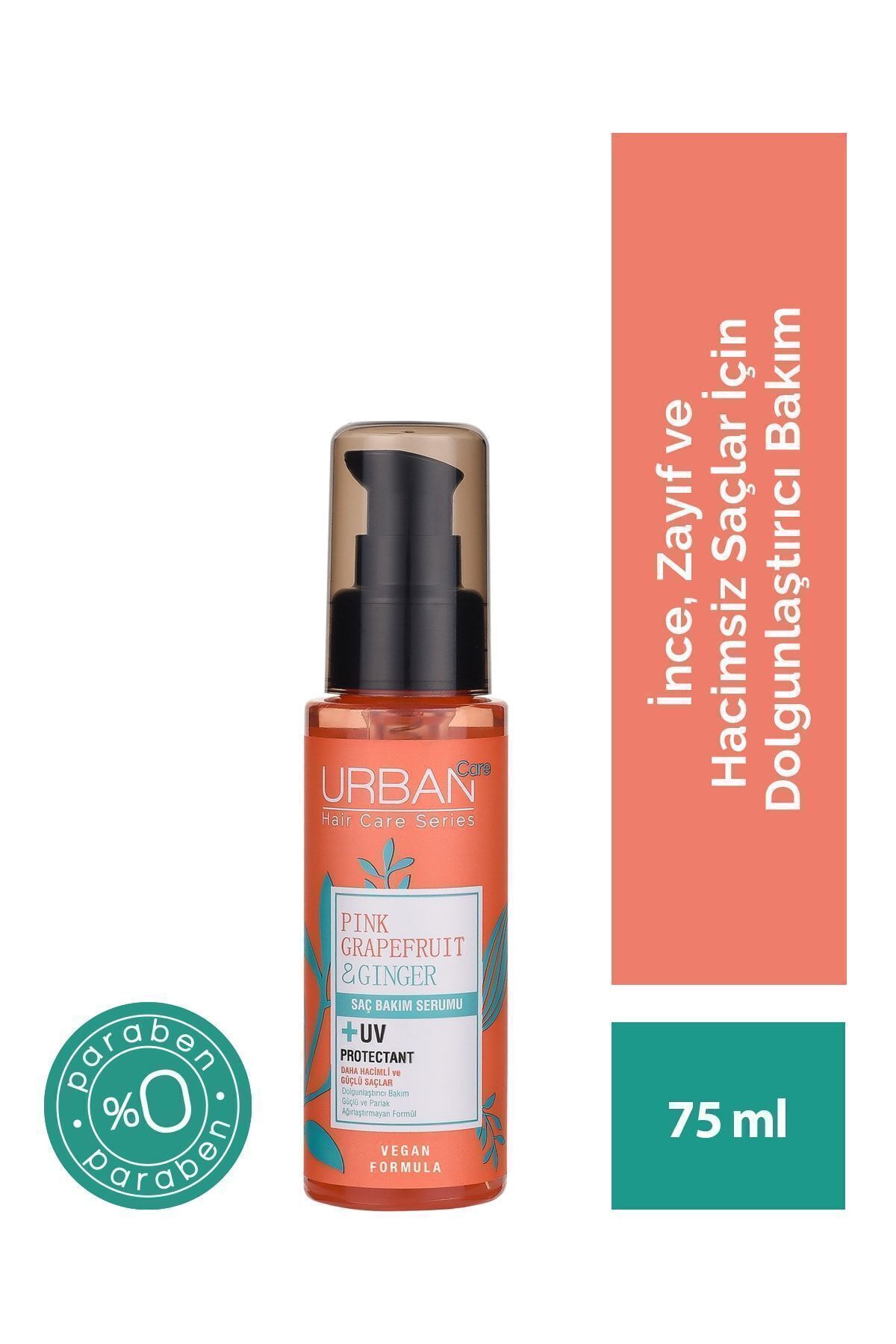 Saç Bakım Serumu & Pink Grapefruit Ve Ginger İnce Telli Saçlara Özel Dolgunlaştırıcı Vegan 75ml