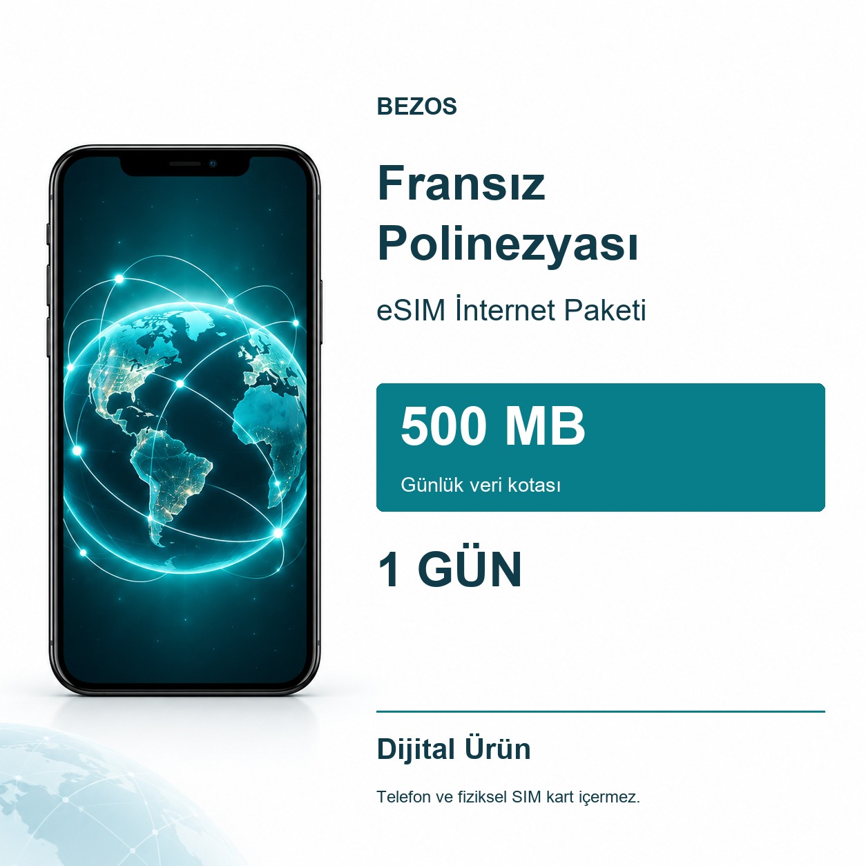 Fransız Polinezyası eSIM İnternet Paketi Günlük 500 MB 1 Gün