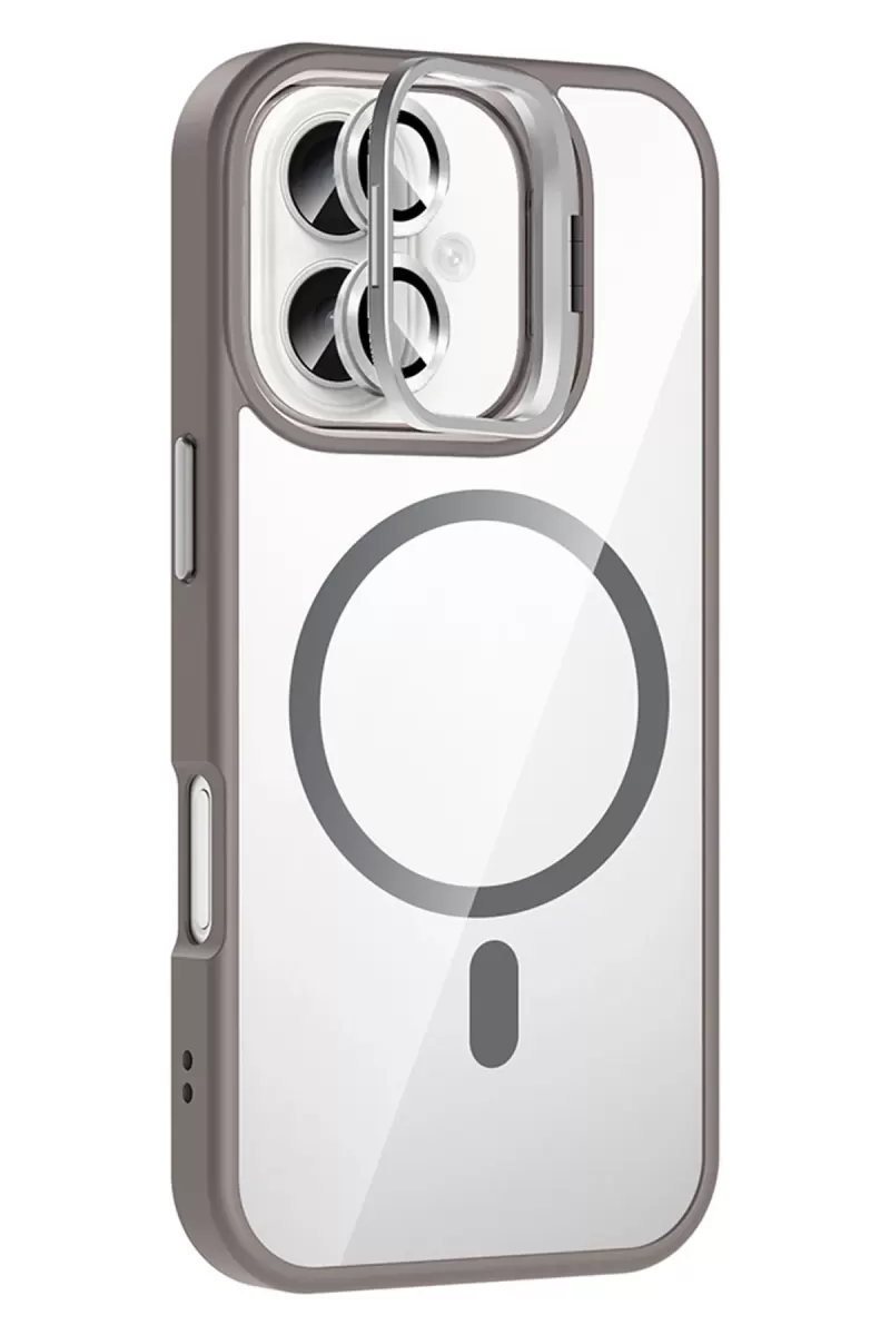 iPhone 16 Plus Remim Lensli Magsafe Standlı Kapak - Titan Gri