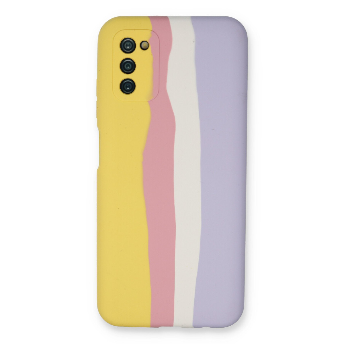 Galaxy A03S Kılıf Ebruli Lansman Silikon - Sarı-Mavi
