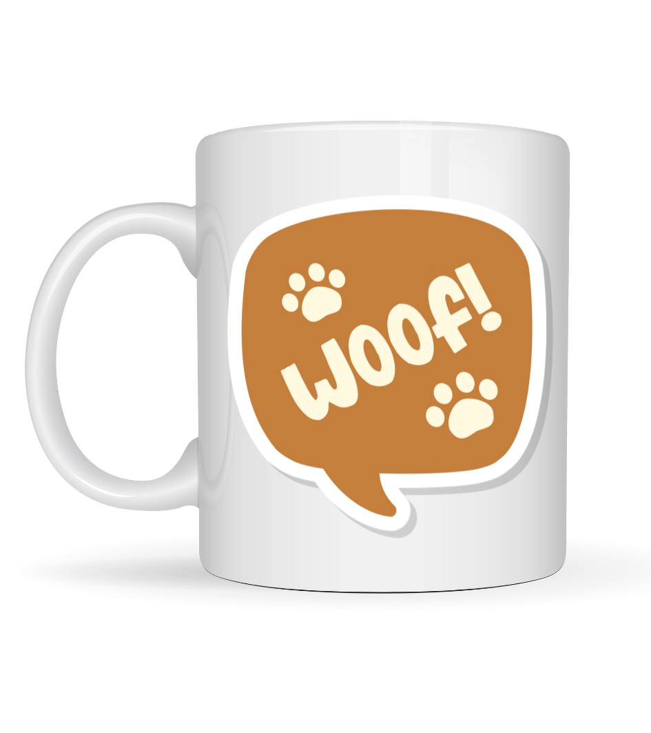 Woof! Köpek Temalı Porselen Kupa Model 54 – Sevimli Patili Tasarım, Kahve &amp; Çay Kupası, Hayvanseverlere Özel Hediye