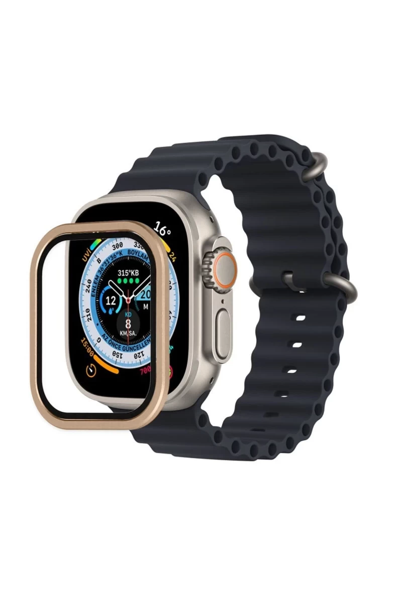 Apple Watch Ultra 49mm Uyumlu Alüminyum Kasa Cam Ekran Koruyucu - Yıldız Işığı