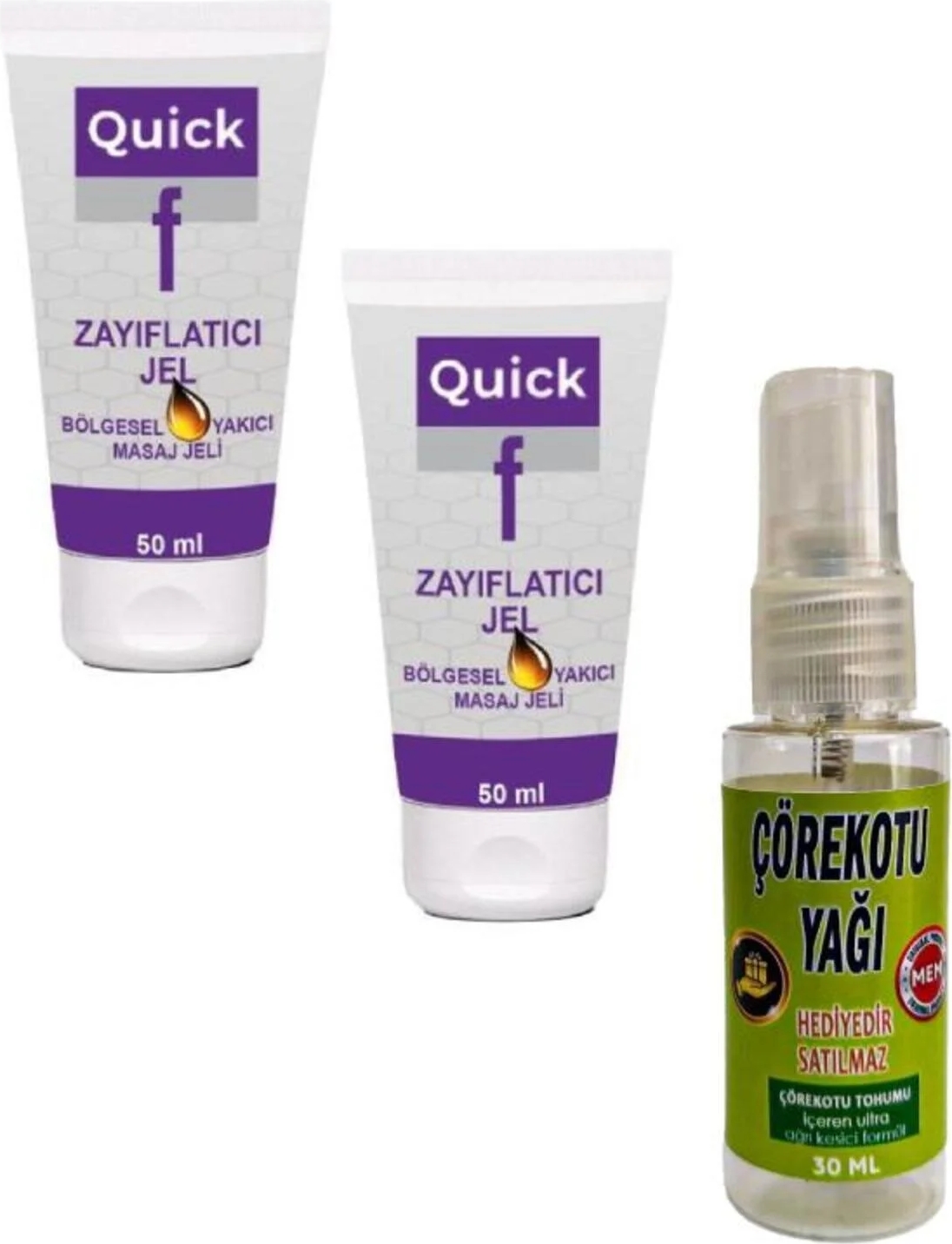 Süper Quick Gel Masaj Bakım Kremi 50 Mlx 2 Ad+Çörek Otu Yağı 30 ml