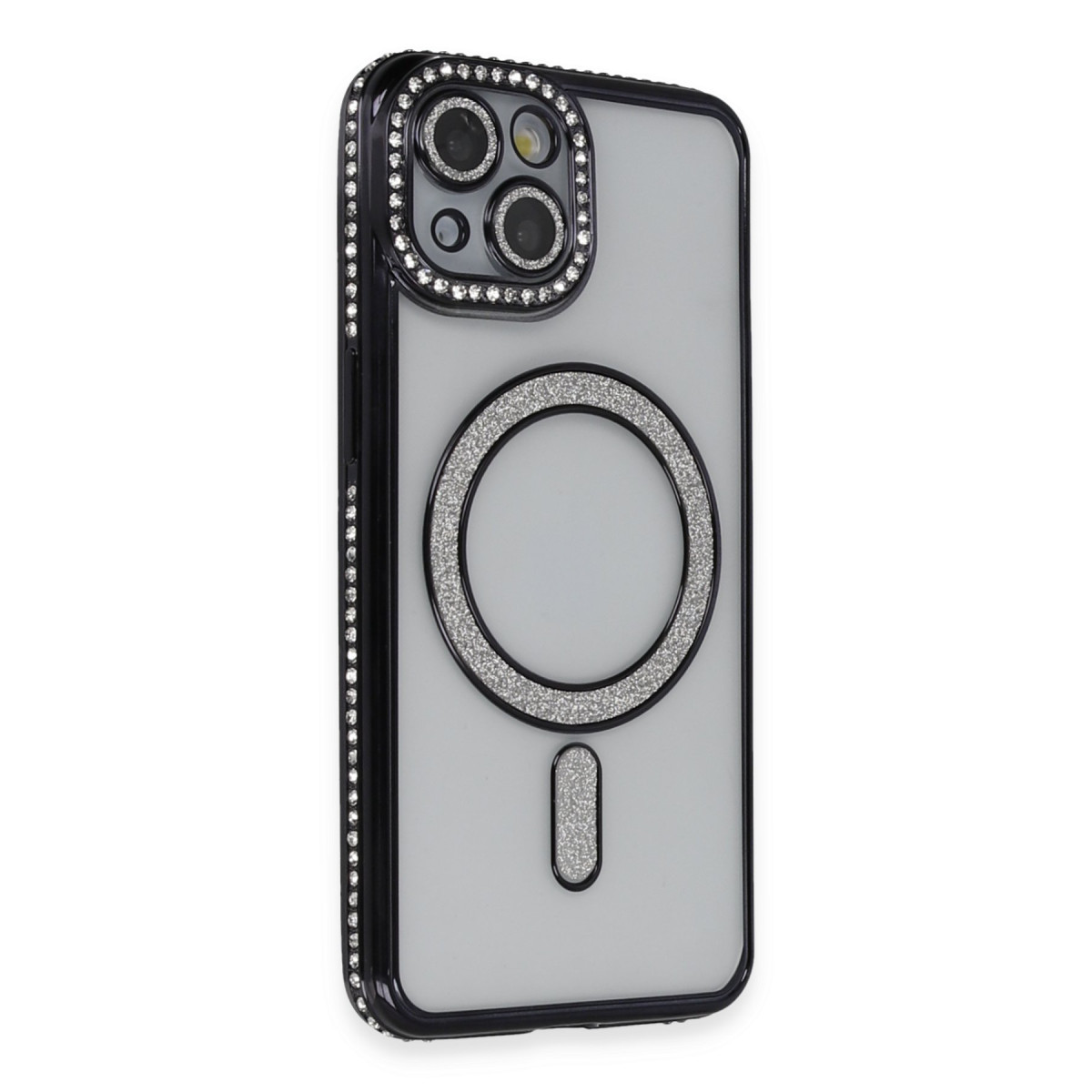 iPhone 13 Kılıf Joke Simli Magneticsafe Kılıf - Siyah