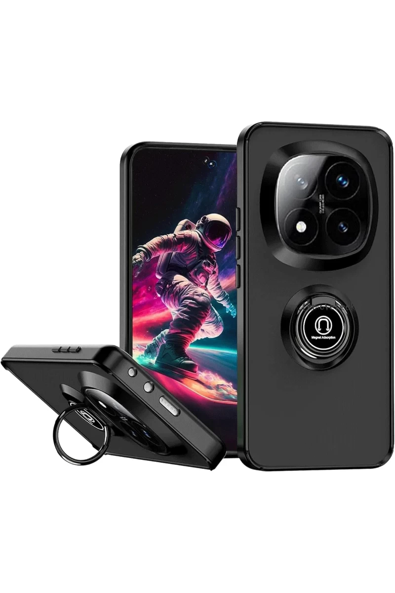 Xiaomi Redmi Note 14 Pro 4G Uyumlu Kılıf Montreal Yüzüklü Silikon Kapak - Siyah