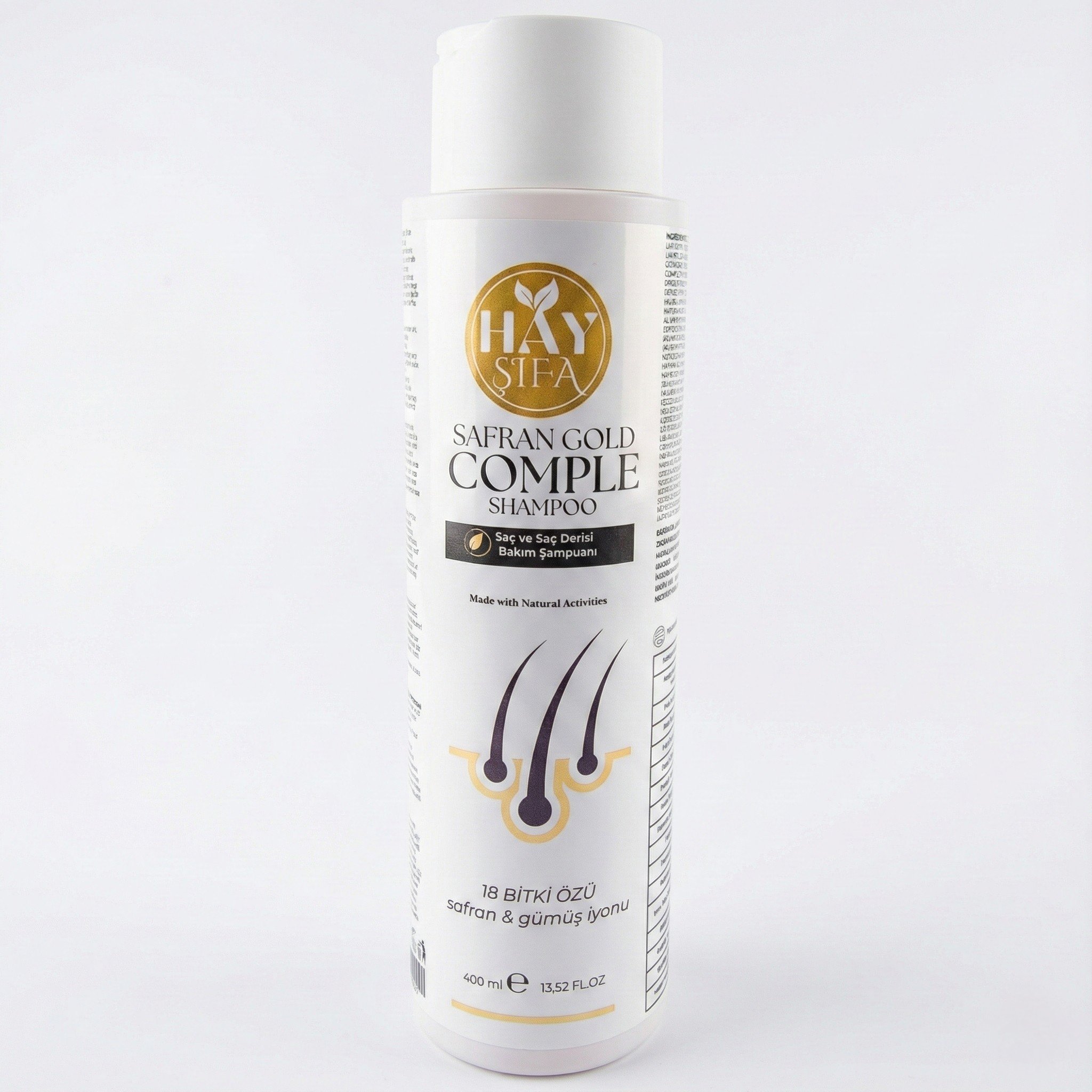 Safran Gold Complete Şampuan 400 ml Safran Özlü Gümüş İyonlu Keratin ve Biotin İçeren Bitkisel Şampuan