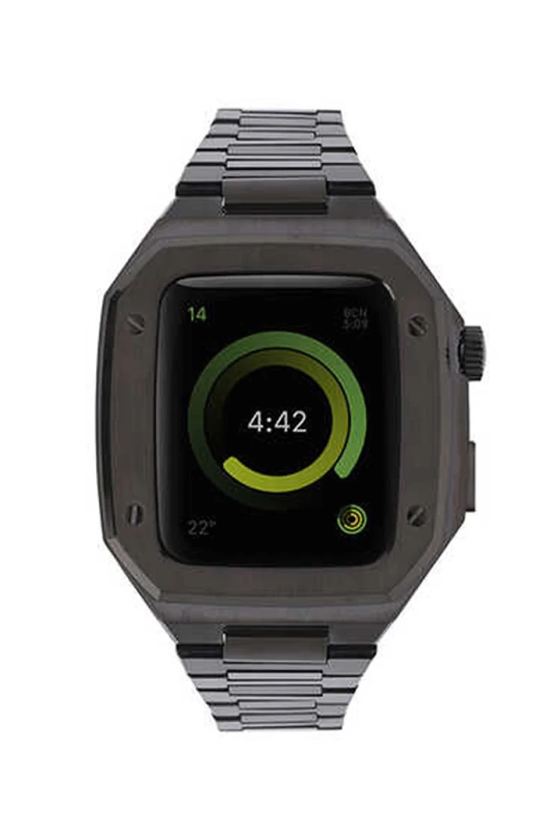 Apple Watch 44mm Uyumlu Metal Petek Kasalı Kordon - Siyah