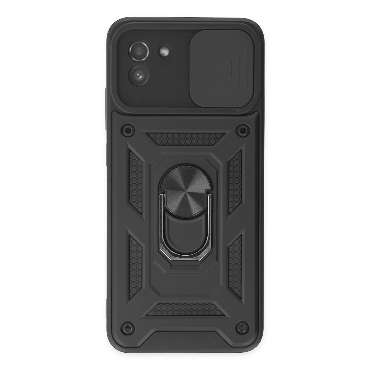 Galaxy A03 Kılıf Pars Lens Yüzüklü Silikon - Siyah
