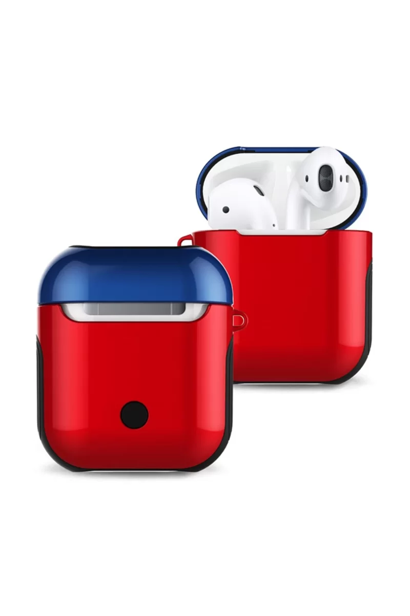 Airpods 2 (2.nesil) 3in1 Kılıf - Kırmızı-Lacivert