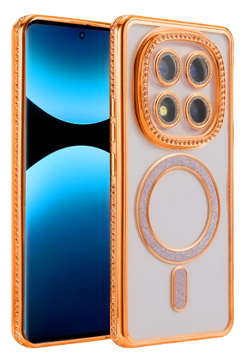 Xiaomi Redmi Note 15 Pro Plus 5G Uyumlu Joke Simli Magneticsafe Kılıf - Turuncu