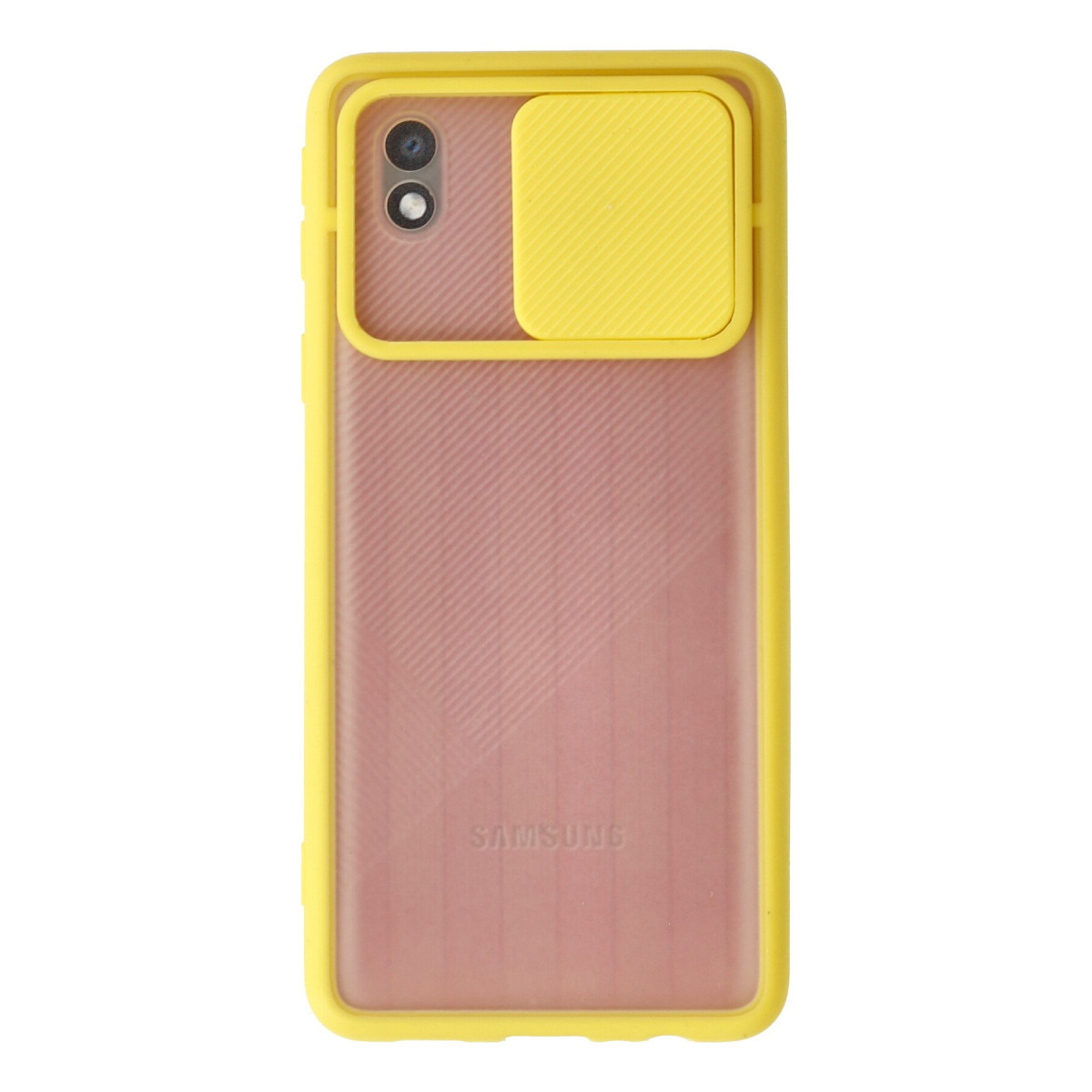 Galaxy A01 Core Kılıf Palm Buzlu Kamera Sürgülü Silikon - Sarı