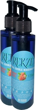 Rekze Erkeklere Özel Çilek Aromalı Masaj Yağı Pure Edible Strawberry Flavor Massage Oil 125ml 2 Adet