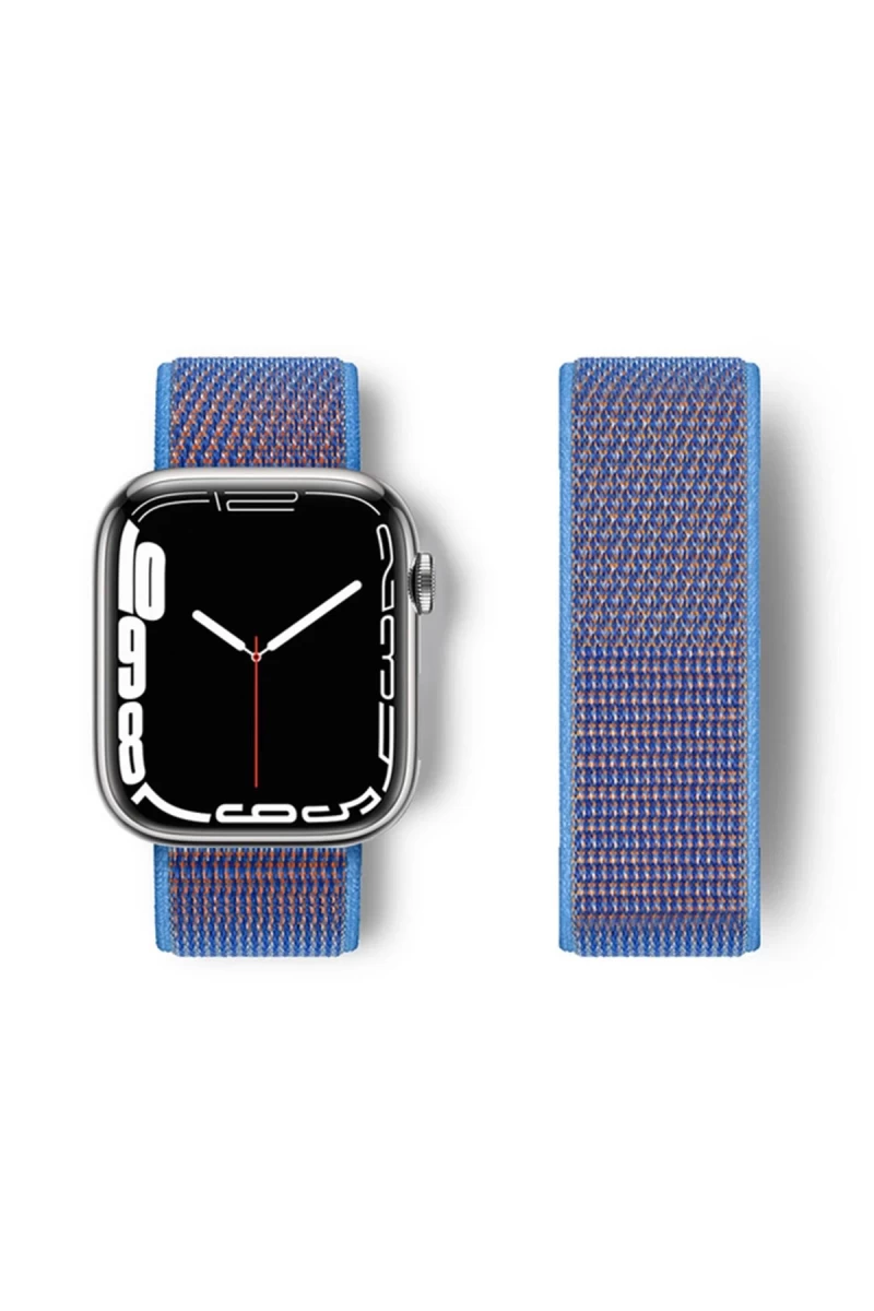 Apple Watch 42mm Uyumlu Hasırlı Cırtcırtlı Kordon - Mor
