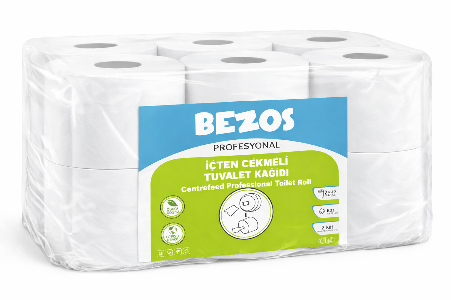 Bezos Profesyonel İçten Çekmeli Tuvalet Kağıdı 48 Rulo | Mini Cimri | 2 Katlı %100 Selüloz 4X12RULO
