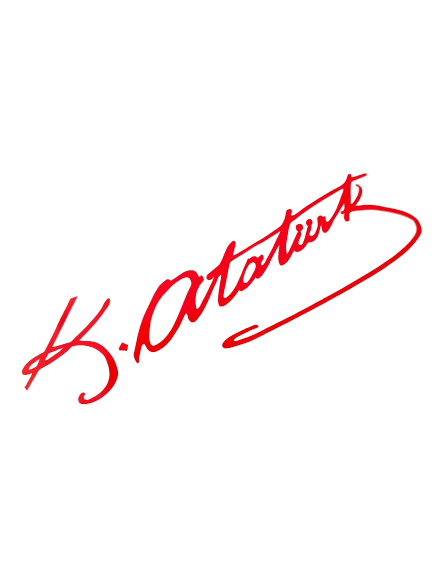 K.Atatürk İmzalı Oto Sticker Küçük Kırmızı 20x5cm