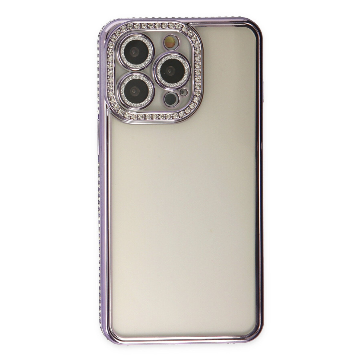 iPhone 14 Pro Kılıf Joke Taşlı Silikon - Mor — görsel 2